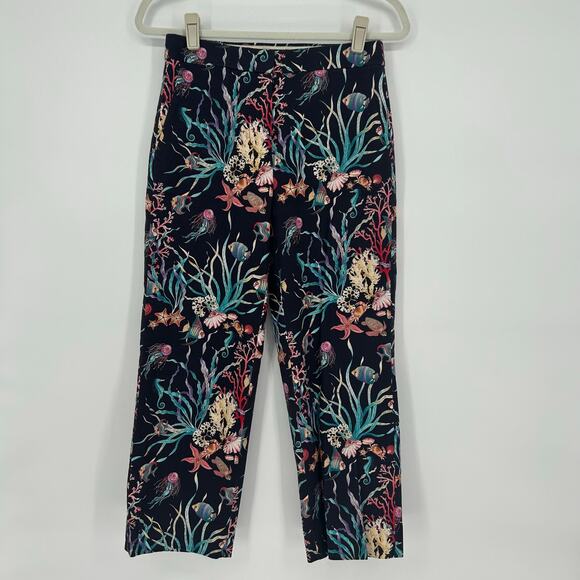 NWT J.Crew Patio Pant F3708 “Under‑the‑Sea” Ratti Print Capris, Size 0 - Picture 1 of 4
